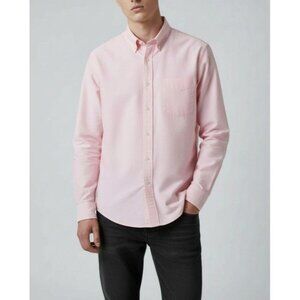 Tommy Hilfiger Mens Pink Button-Down Shirt Size L Long Sleeve Classic Fit 100% C